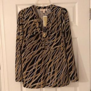 Beautiful Michael Kors blouse with 3/4 zip front closure